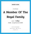 a member of the royal family แปลว่า?, คำศัพท์ภาษาอังกฤษ a member of the royal family แปลว่า ราชนิกุล ประเภท N เพิ่มเติม ตระกูลฝ่ายพระมหากษัตริย์ หมวด N