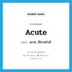 acute แปลว่า?, คำศัพท์ภาษาอังกฤษ acute แปลว่า ฉลาด, มีไหวพริบดี ประเภท ADJ หมวด ADJ