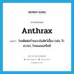 โรคติดต่อร้ายแรงในสัตว์เลี้ยง (เช่น วัว ควาย), โรคแอนแทร็คซ์ ภาษาอังกฤษ?, คำศัพท์ภาษาอังกฤษ โรคติดต่อร้ายแรงในสัตว์เลี้ยง (เช่น วัว ควาย), โรคแอนแทร็คซ์ แปลว่า anthrax ประเภท N หมวด N