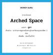 arched space แปลว่า?, คำศัพท์ภาษาอังกฤษ arched space แปลว่า คูหา ประเภท N ตัวอย่าง เขาถ่ายภาพคูหาผนังพระอุโบสถวัดเบญจมบพิตร 3 ช่อง เพิ่มเติม ช่องเวิ้งเข้าไป หมวด N