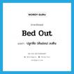 bed out แปลว่า?, คำศัพท์ภาษาอังกฤษ bed out แปลว่า ปลูกพืช (ต้นอ่อน) ลงดิน ประเภท PHRV หมวด PHRV