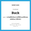 buck แปลว่า?, คำศัพท์ภาษาอังกฤษ buck แปลว่า กระโดดขึ้นไปในอากาศทั้งสี่ขาและมีลักษณะหลังโค้งงอ (ใช้กับม้า) ประเภท VI หมวด VI