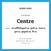 centre แปลว่า?, คำศัพท์ภาษาอังกฤษ centre แปลว่า สถานที่ที่เป็นศูนย์รวม, ศูนย์รวม, ใจกลาง, จุดรวม, จุดศูนย์รวม, ที่รวม ประเภท N หมวด N