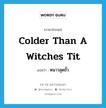 colder than a witches tit แปลว่า?, คำศัพท์ภาษาอังกฤษ colder than a witches tit แปลว่า หนาวสุดขั้ว ประเภท SL หมวด SL