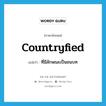 countryfied แปลว่า?, คำศัพท์ภาษาอังกฤษ countryfied แปลว่า ที่มีลักษณะเป็นชนบท ประเภท ADJ หมวด ADJ