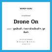 drone on แปลว่า?, คำศัพท์ภาษาอังกฤษ drone on แปลว่า พูดเสียงต่ำ, ร่ายยาวด้วยเสียงต่ำๆ, พูดพึมพำ ประเภท PHRV หมวด PHRV