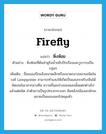 หิ่งห้อย ภาษาอังกฤษ?, คำศัพท์ภาษาอังกฤษ หิ่งห้อย แปลว่า firefly ประเภท N ตัวอย่าง หิ่งห้อยที่ต้นลำพูริมน้ำขยับปีกเรืองและวูบวาบเป็นกลุ่มๆ เพิ่มเติม ชื่อแมลงปีกแข็งขนาดเล็กหรือขนาดกลางหลายชนิดในวงศ์ Lampyridae สามารถทำแสงให้เกิดเป็นแสงกะพริบเห็นได้ชัดเจนในเวลากลางคืน ความถี่และช่วงของแสงนั้นแตกต่างไปแล้วแต่ชนิด ลำตัวยาวเป็นรูปทรงกระบอก สันหลังปล้องอกมักจะขยายเป็นขอบออกไปคลุมหัว หมวด N