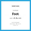 foot แปลว่า?, คำศัพท์ภาษาอังกฤษ foot แปลว่า เท้า, ตีน, บาทา ประเภท N หมวด N