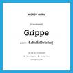 grippe แปลว่า?, คำศัพท์ภาษาอังกฤษ grippe แปลว่า ซึ่งติดเชื้อไข้หวัดใหญ่ ประเภท ADJ หมวด ADJ