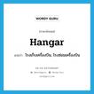 hangar แปลว่า?, คำศัพท์ภาษาอังกฤษ hangar แปลว่า โรงเก็บเครื่องบิน, โรงซ่อมเครื่องบิน ประเภท N หมวด N