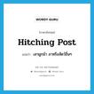 hitching post แปลว่า?, คำศัพท์ภาษาอังกฤษ hitching post แปลว่า เสาผูกม้า ลาหรือสัตว์อื่นๆ ประเภท N หมวด N