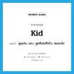 kid แปลว่า?, คำศัพท์ภาษาอังกฤษ kid แปลว่า พูดเล่น, แซว, พูดทีเล่นทีจริง, หยอกล้อ ประเภท VT หมวด VT