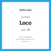 loco แปลว่า?, คำศัพท์ภาษาอังกฤษ loco แปลว่า บ้า ประเภท ADJ หมวด ADJ