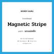 แถบแม่เหล็ก ภาษาอังกฤษ?, คำศัพท์ภาษาอังกฤษ แถบแม่เหล็ก แปลว่า magnetic stripe ประเภท N หมวด N