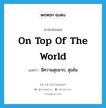 on top of the world แปลว่า?, คำศัพท์ภาษาอังกฤษ on top of the world แปลว่า มีความสุขมาก, สุขล้น ประเภท IDM หมวด IDM