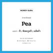 pea แปลว่า?, คำศัพท์ภาษาอังกฤษ pea แปลว่า ถั่ว, พืชตะกูลถั่ว, เมล็ดถั่ว ประเภท N หมวด N