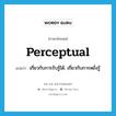 perceptual แปลว่า?, คำศัพท์ภาษาอังกฤษ perceptual แปลว่า เกี่ยวกับการรับรู้ได้, เกี่ยวกับการหยั่งรู้ ประเภท ADJ หมวด ADJ