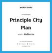 principle city plan แปลว่า?, คำศัพท์ภาษาอังกฤษ principle city plan แปลว่า ผังเมืองรวม ประเภท N หมวด N