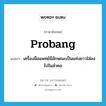 probang แปลว่า?, คำศัพท์ภาษาอังกฤษ probang แปลว่า เครื่องมือแพทย์มีลักษณะเป็นแท่งยาวใส่ลงไปในลำคอ ประเภท N หมวด N