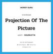 projection of the picture แปลว่า?, คำศัพท์ภาษาอังกฤษ projection of the picture แปลว่า จอแสดงภาพ ประเภท N หมวด N