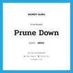 prune down แปลว่า?, คำศัพท์ภาษาอังกฤษ prune down แปลว่า ลดลง ประเภท PHRV หมวด PHRV