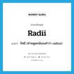 radii แปลว่า?, คำศัพท์ภาษาอังกฤษ radii แปลว่า รัศมี (คำพหูพจน์ของคำว่า radius) ประเภท N หมวด N