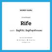 rife แปลว่า?, คำศัพท์ภาษาอังกฤษ rife แปลว่า มีอยู่ทั่วไป, มีอยู่ทั่วทุกหัวระแหง ประเภท ADJ หมวด ADJ