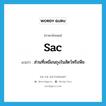 sac แปลว่า?, คำศัพท์ภาษาอังกฤษ sac แปลว่า ส่วนที่เหมือนถุงในสัตว์หรือพืช ประเภท N หมวด N