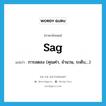 sag แปลว่า?, คำศัพท์ภาษาอังกฤษ sag แปลว่า การลดลง (คุณค่า, จำนวน, ระดับ,...) ประเภท N หมวด N