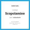 scopolamine แปลว่า?, คำศัพท์ภาษาอังกฤษ scopolamine แปลว่า ยาสงบประสาท ประเภท N หมวด N