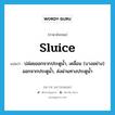 sluice แปลว่า?, คำศัพท์ภาษาอังกฤษ sluice แปลว่า ปล่อยออกจากประตูน้ำ, เคลื่อน (บางอย่าง) ออกจากประตูน้ำ, ส่งผ่านทางประตูน้ำ ประเภท VT หมวด VT