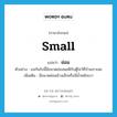 ย่อม ภาษาอังกฤษ?, คำศัพท์ภาษาอังกฤษ ย่อม แปลว่า small ประเภท ADJ ตัวอย่าง แจกันใบนี้มีขนาดย่อมพอดีกับตู้โชว์ที่บ้านเราเลย เพิ่มเติม มีขนาดค่อนข้างเล็กหรือมีน้ำหนักเบา หมวด ADJ