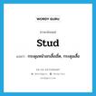 stud แปลว่า?, คำศัพท์ภาษาอังกฤษ stud แปลว่า กระดุมหน้าอกเสื้อเชิ้ต, กระดุมเสื้อ ประเภท N หมวด N