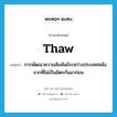 thaw แปลว่า?, คำศัพท์ภาษาอังกฤษ thaw แปลว่า การพัฒนาความสัมพันธ์ระหว่างประเทศหลังจากที่ไม่เป็นมิตรกันมาก่อน ประเภท N หมวด N