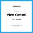 vice consul แปลว่า?, คำศัพท์ภาษาอังกฤษ vice consul แปลว่า รองกงสุล ประเภท N หมวด N