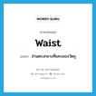 waist แปลว่า?, คำศัพท์ภาษาอังกฤษ waist แปลว่า ส่วนตรงกลางที่แคบของวัตถุ ประเภท N หมวด N