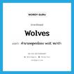 wolves แปลว่า?, คำศัพท์ภาษาอังกฤษ wolves แปลว่า คำนามพหูพจน์ของ wolf, หมาป่า ประเภท N หมวด N