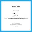 zig แปลว่า?, คำศัพท์ภาษาอังกฤษ zig แปลว่า เคลื่อนที่ไปในทิศทางหนึ่งของรูปฟันปลา ประเภท VI หมวด VI