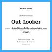 out looker แปลว่า?, คำศัพท์ช่างภาษาอังกฤษ - ไทย out looker คำศัพท์ภาษาอังกฤษ out looker แปลว่า ทิวทัศน์ที่มองเห็นได้จากช่องหน้าต่าง, การภายหน้า