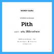 pith แปลว่า?, คำศัพท์ช่างภาษาอังกฤษ - ไทย pith คำศัพท์ภาษาอังกฤษ pith แปลว่า แก่น, ไส้ไม้บางจำพวก