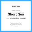 short sea แปลว่า?, คำศัพท์ช่างภาษาอังกฤษ - ไทย short sea คำศัพท์ภาษาอังกฤษ short sea แปลว่า ทะเลมีคลื่นเล็ก ๆ, ละลอกคลื่น