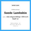 suede lambskin แปลว่า?, คำศัพท์ช่างภาษาอังกฤษ - ไทย suede lambskin คำศัพท์ภาษาอังกฤษ suede lambskin แปลว่า (หนัง) หนังลูกแกะขัดมันนุ่ม ๆ ใช้ทำกระเป๋าถือสตรี ฯลฯ