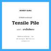 tensile pile แปลว่า?, คำศัพท์ช่างภาษาอังกฤษ - ไทย tensile pile คำศัพท์ภาษาอังกฤษ tensile pile แปลว่า เสาเข็มอัดแรง