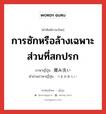 การซักหรือล้างเฉพาะส่วนที่สกปรก ภาษาญี่ปุ่นคืออะไร, คำศัพท์ภาษาไทย - ญี่ปุ่น การซักหรือล้างเฉพาะส่วนที่สกปรก ภาษาญี่ปุ่น 撮み洗い คำอ่านภาษาญี่ปุ่น つまみあらい หมวด n หมวด n