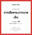 การเสียหาย,การบาดเจ็บ ภาษาญี่ปุ่นคืออะไร, คำศัพท์ภาษาไทย - ญี่ปุ่น การเสียหาย,การบาดเจ็บ ภาษาญี่ปุ่น 損傷 คำอ่านภาษาญี่ปุ่น そんしょう หมวด n หมวด n