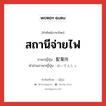 สถานีจ่ายไฟ ภาษาญี่ปุ่นคืออะไร, คำศัพท์ภาษาไทย - ญี่ปุ่น สถานีจ่ายไฟ ภาษาญี่ปุ่น 配電所 คำอ่านภาษาญี่ปุ่น はいでんしょ หมวด n หมวด n