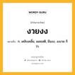 งวยงง หมายถึงอะไร?, คำในภาษาไทย งวยงง หมายถึง ก. เคลิบเคลิ้ม, เผลอสติ, มึนงง, งงงวย ก็ว่า.