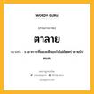 ตาลาย หมายถึงอะไร?, คำในภาษาไทย ตาลาย หมายถึง ว. อาการที่มองเห็นอะไรไม่ชัดพร่าลายไปหมด.