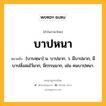 บาปหนา หมายถึงอะไร?, คำในภาษาไทย บาปหนา หมายถึง [บาบหฺนา] น. บาปมาก. ว. มีบาปมาก, มีบาปสั่งสมไว้มาก, มีกรรมมาก, เช่น คนบาปหนา.