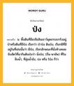 ป่ง หมายถึงอะไร?, คำในภาษาไทย ป่ง หมายถึง น. พื้นดินที่มีเกลือสินเธาว์ผุดเกรอะกรังอยู่, ป่าหรือดินที่มีป่ง เรียกว่า ป่าป่ง ดินป่ง, เรียกผีที่มีอยู่ในที่เช่นนั้นว่า ผีป่ง, เรียกลักษณะที่นั่งห้างคอยยิงสัตว์ที่มากินดินป่งว่า นั่งป่ง; (ถิ่น-พายัพ) ที่ริมฝั่งน้ำ, ที่ลุ่มน้ำขัง, ปง หรือ โป่ง ก็ว่า.